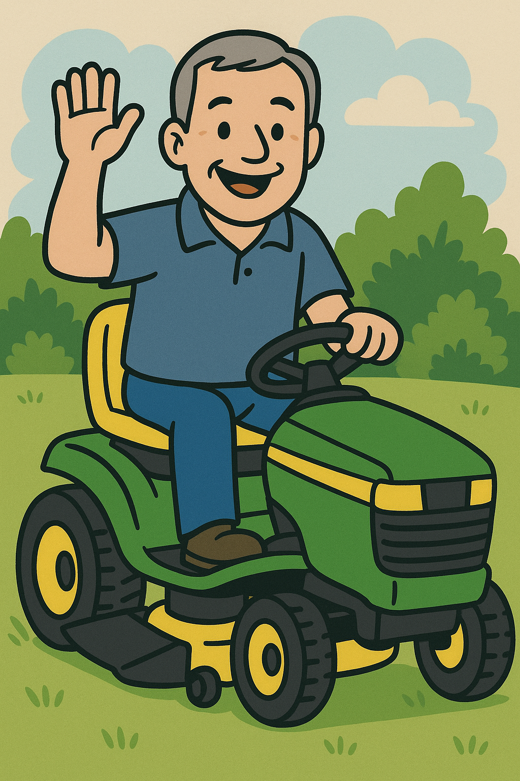 Man on Lawnmower